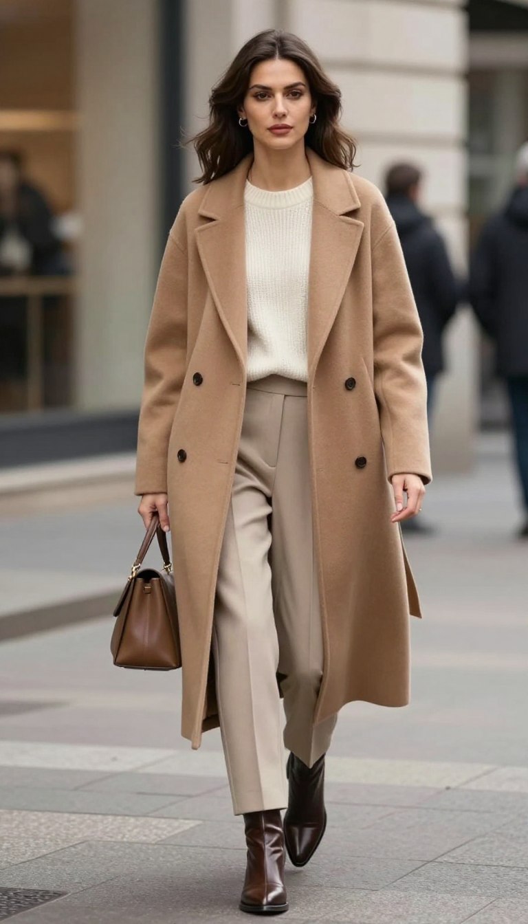 Italian winter fashion outfits in an elegant Milan street-style setting